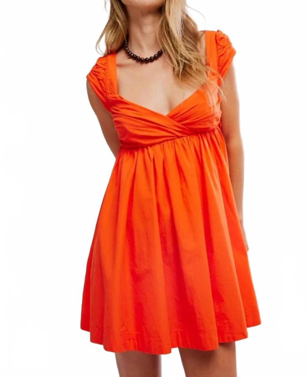 NEW FREE PEOPLE raven mini dress in orange